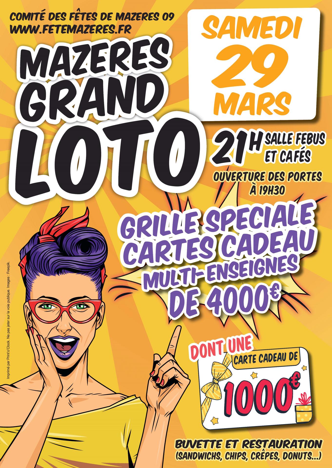 Affiche a3 cdf mazeres loto 29 mars 2025